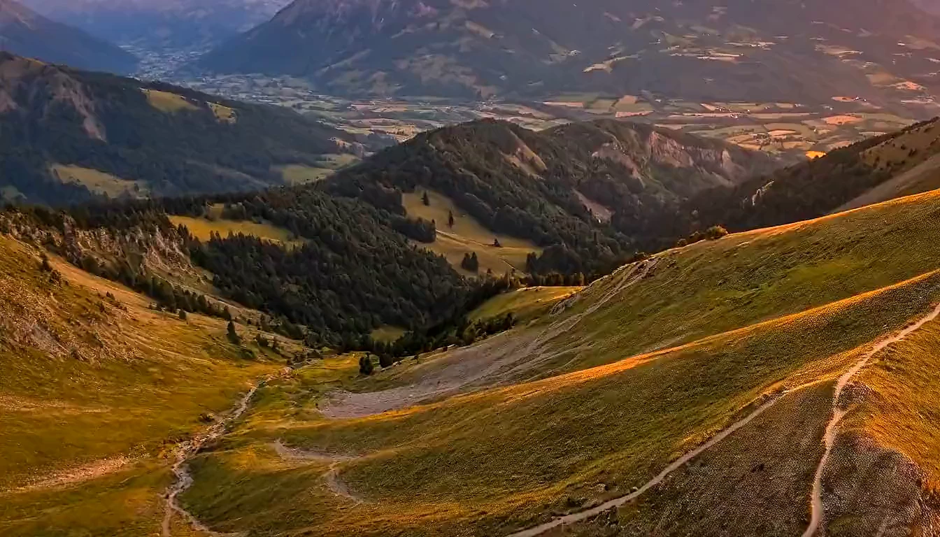 Epic mountain runner at sunrise